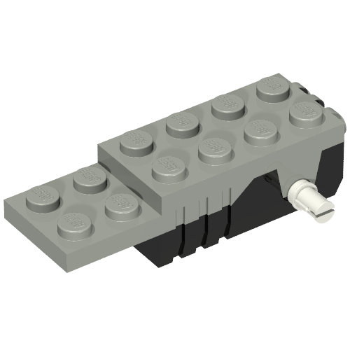 Light Gray Pullback Motor 6 × 2 × 1 1/3 with Black Base, White Shafts (Motor 1) Hellgrau