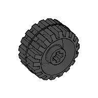 Wheel Small Wide Hard Plastic with Axle hole, Tread Black