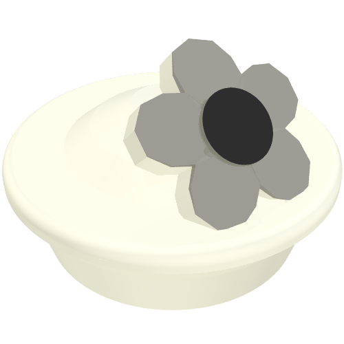 Headwear Accessory Hat with Small Pin, Pillbox Hat, Flower with Silver Petals and Black Center White