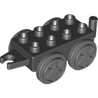 Duplo Train Base 2 × 4 with Dark Bluish Gray Wheels Black