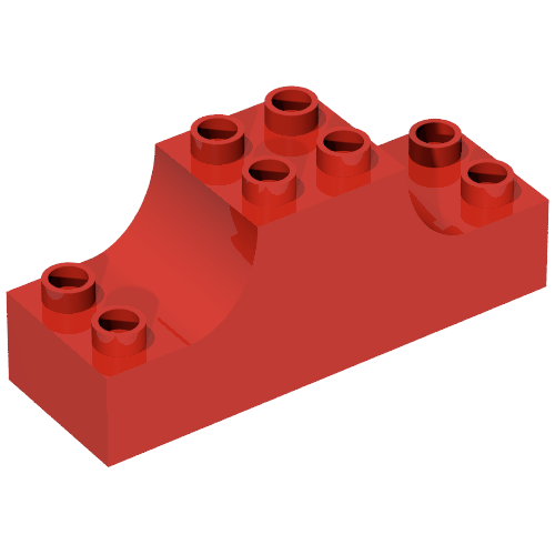 Duplo Stein 2 × 6 × 2 mit gebogen Enden Rot