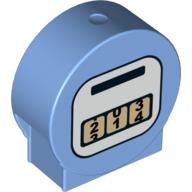 Duplo Brick 1 × 3 × 2 Round Top with Gas / Fuel / Petrol Pump Gauge Print Mittelblau