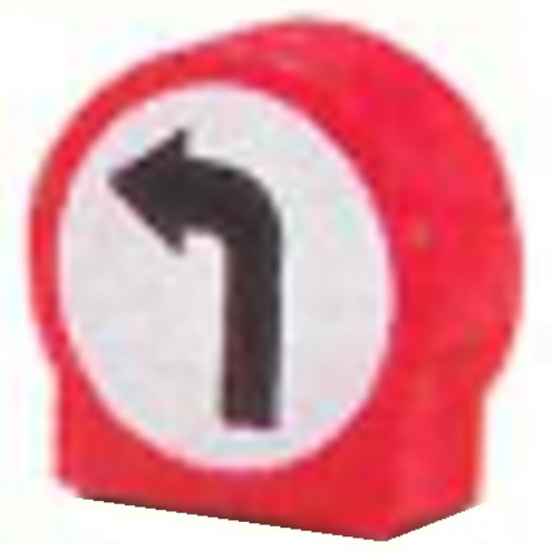 Duplo Brick 1 × 3 × 2 Round Top with Left Turning Arrow Road Sign Print Rot