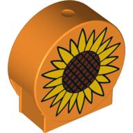 Duplo Brick 1 × 3 × 2 Round Top with Sunflower Print Orange
