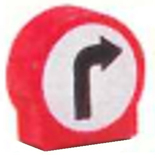 Duplo Brick 1 × 3 × 2 Round Top with Right Turning Arrow Road Sign Print Rot