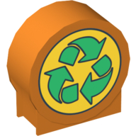 Duplo Brick 1 × 3 × 2 Round Top with Recycling Arrows Print Orange