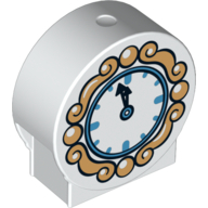 Duplo Brick 1 × 3 × 2 Round Top with Clock Print Weiß