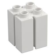 Duplo Brick 2 × 2 × 2 with Vertical Grooves White