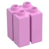 Duplo Brick 2 × 2 × 2 with Vertical Grooves Bright Pink
