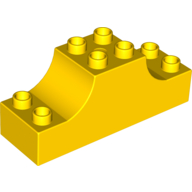 Duplo Brick 2 × 6 × 2 Curved Ends with 'Zoo' in Form of Snake Print Gelb