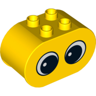 Duplo Brick 2 × 4 × 2 Rounded Ends with 2 Eyes with Pupils Print Yellow