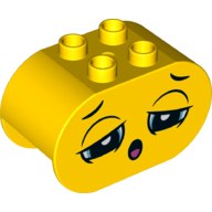 Duplo Brick 2 × 4 × 2 Rounded Ends with Sleepy Face, Half Closed Eyes, Yawn Yellow