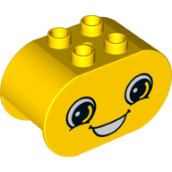 Duplo Brick 2 × 4 × 2 Rounded Ends Dual Sided with Happy / Angry Print Yellow
