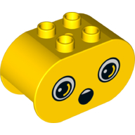 Duplo Brick 2 × 4 × 2 Rounded Ends Dual Sided with Shocked / Scared Print Gelb