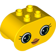 Duplo Brick 2 × 4 × 2 Rounded Ends with Female Face, Lipstick, Eyelashes print Yellow