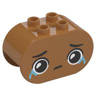 Duplo Brick 2 × 4 × 2 Rounded Ends with Sad Face, Crying Print Mittelnougat