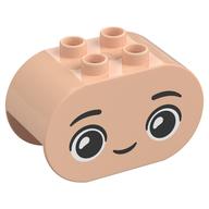Duplo Brick 2 × 4 × 2 Rounded Ends with Happy Face, Smile Print Hellnougat