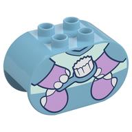 Duplo Brick 2 × 4 × 2 Rounded Ends with Elephant Body, Toothbrush Print Medium Azure