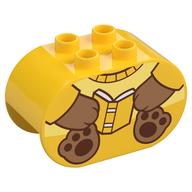 Duplo Brick 2 × 4 × 2 Rounded Ends with Bear Body, Book Print Yellow