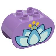 Duplo Brick 2 × 4 × 2 Rounded Ends with Lotus Flower Print Mittellavendel