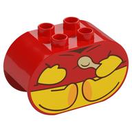 Duplo Brick 2 × 4 × 2 Rounded Ends with Winnie the Pooh, Spoon print Red