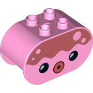 Duplo Brick 2 × 4 × 2 Rounded Ends with Octopus Face Print Bright Pink
