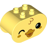 Duplo Brick 2 × 4 × 2 Rounded Ends with Duck Face Print Bright Light Yellow