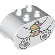 Duplo Brick 2 × 4 × 2 Rounded Ends with Polar Bear Body and Ice Cream Print Weiß
