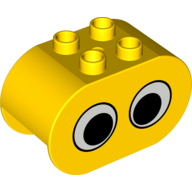 Duplo Brick 2 × 4 × 2 Rounded Ends with Large Centered Eyes print Gelb