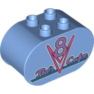 Duplo Brick 2 × 4 × 2 with Rounded Ends Flo's Cafe Logo Print Medium Blue