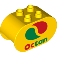 Duplo Brick 2 × 4 × 2 Rounded Ends with Octan Logo Print Yellow