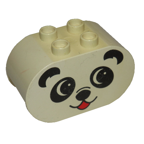Duplo Brick 2 × 4 × 2 Rounded Ends with Panda Face Type 1 (colored) Print
