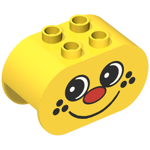 Duplo Brick 2 × 4 × 2 Rounded Ends with Red Nose and Freckle Face Print Yellow