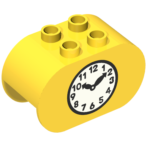 Duplo Brick 2 × 4 × 2 Rounded Ends with Clock Print Gelb