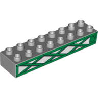 Duplo Brick 2 × 8 with Green Girders Print Hellblaugrau