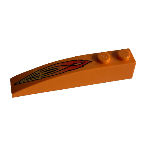Brick Curved 6 × 1 with Flame Print Orange