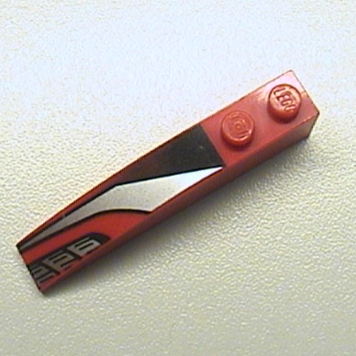 Brick Curved 6 × 1 with Silver and Black Print Left Red