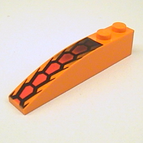 Brick Curved 6 × 1 with Repeating Red and Black Scales Print Orange