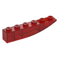 Brick Curved Inverted 6 × 1 Trans-Red
