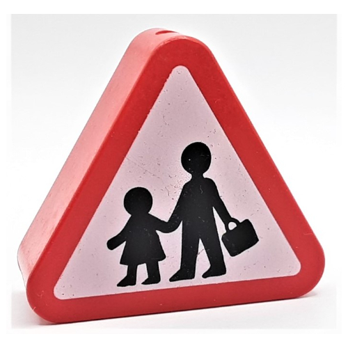 Duplo Brick 1 × 3 × 2 Triangle Road Sign with Pedestrian Crossing Warning Print Rot