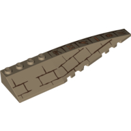 Brick Wedged, Curved 12 × 3 Right with Bricks and Hieroglyphs Print Dunkelbeige