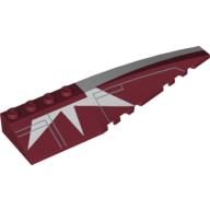Brick Wedged, Curved 12 × 3 Right with White Stripe and Starburst Print Dark Red
