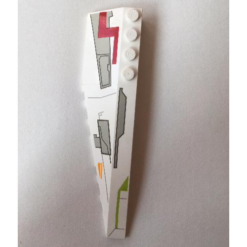 Brick Wedged, Curved 12 × 3 Right with Gray Panels & Lime, Orange, and Dark Red Markings Print Weiß