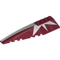 Brick Wedged, Curved 12 × 3 Left with White Stripe and Starburst Print Dunkelrot