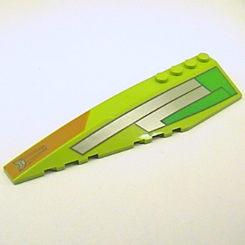 Brick Wedged, Curved 12 × 3 Left with Silver Panels, and Green, Orange Print Lime