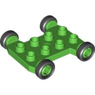 Duplo Vehicle Base 4 × 4 with 2 × 4 Studs and Black Wheels Bright Green