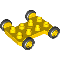 Duplo Vehicle Base 4 × 4 with 2 × 4 Studs and Black Wheels Gelb