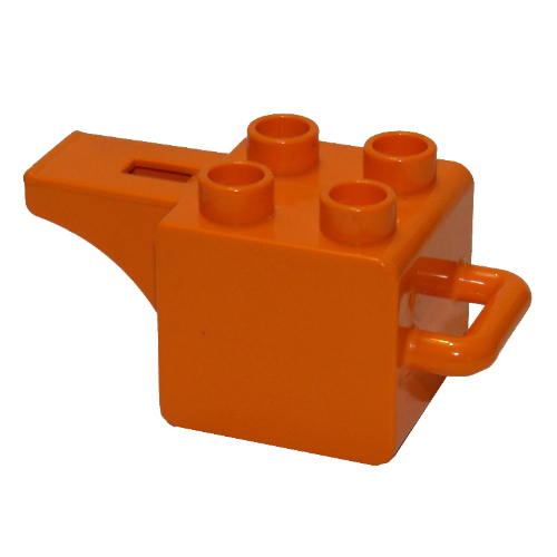Duplo Whistle (For Humans) with 4 Studs and Latch Orange