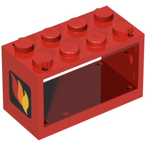 String Reel 2 × 4 × 2 Holder with Classic Fire Logo Print Red