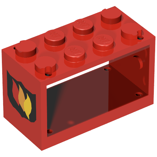 Hose Reel 2 × 4 × 2 Holder with Fire Shield Print Red